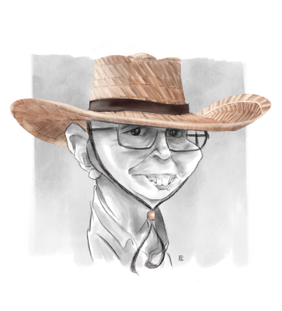 Caricature — l'homme au chapeau