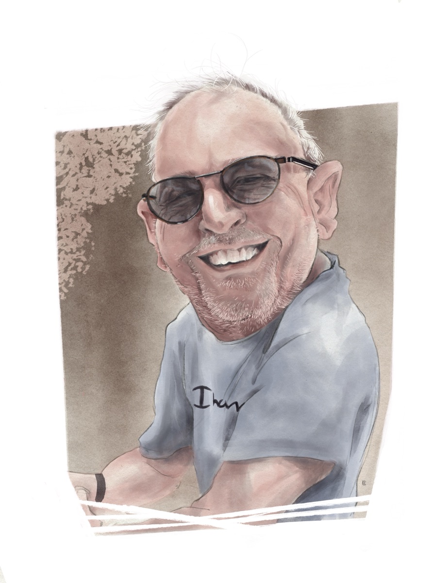 Caricature — sourire aux lunettes